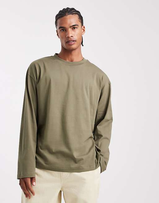 ASOS DESIGN Essentials oversized long sleeve t-shirt in khaki