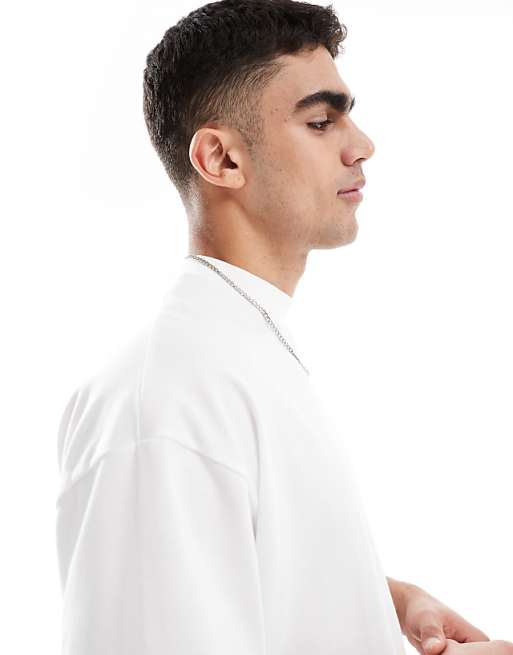 ASOS DESIGN Essentials Oversized T-shirt With High Neck In White