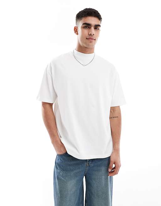 ASOS DESIGN Essentials oversized t-shirt with high neck in white