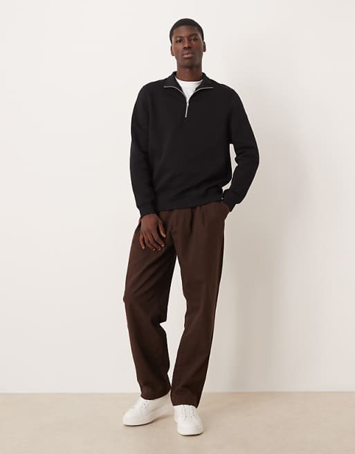ASOS DESIGN Essentials Quarter Zip Sweatshirt In Black