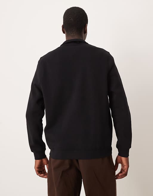 ASOS DESIGN Essentials Quarter Zip Sweatshirt In Black