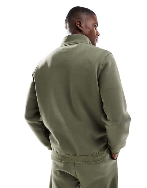ASOS DESIGN Essentials Quarter Zip Sweatshirt In Khaki