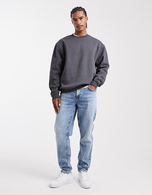 ASOS DESIGN Essentials Relaxed Fit Sweatshirt In Charcoal