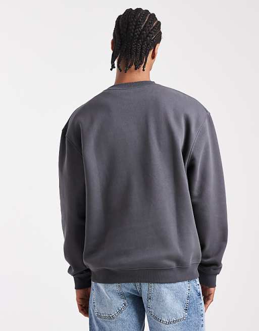 ASOS DESIGN Essentials Relaxed Fit Sweatshirt In Charcoal