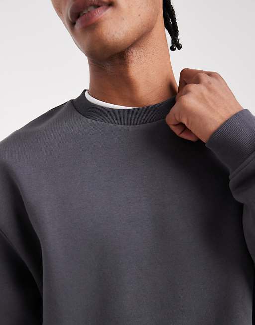 ASOS DESIGN Essentials Relaxed Fit Sweatshirt In Charcoal