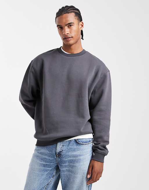ASOS DESIGN essentials relaxed fit sweatshirt in charcoal