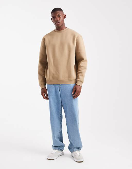 ASOS DESIGN Essentials Relaxed Fit Sweatshirt In Light Brown