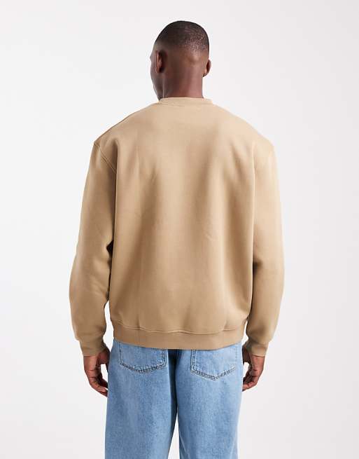 ASOS DESIGN Essentials Relaxed Fit Sweatshirt In Light Brown