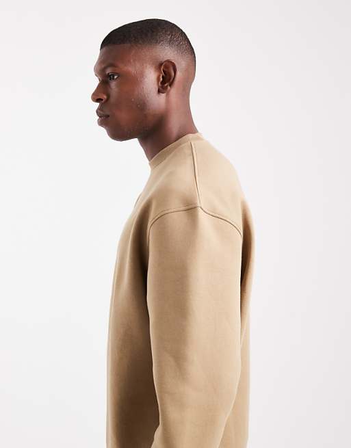ASOS DESIGN Essentials Relaxed Fit Sweatshirt In Light Brown