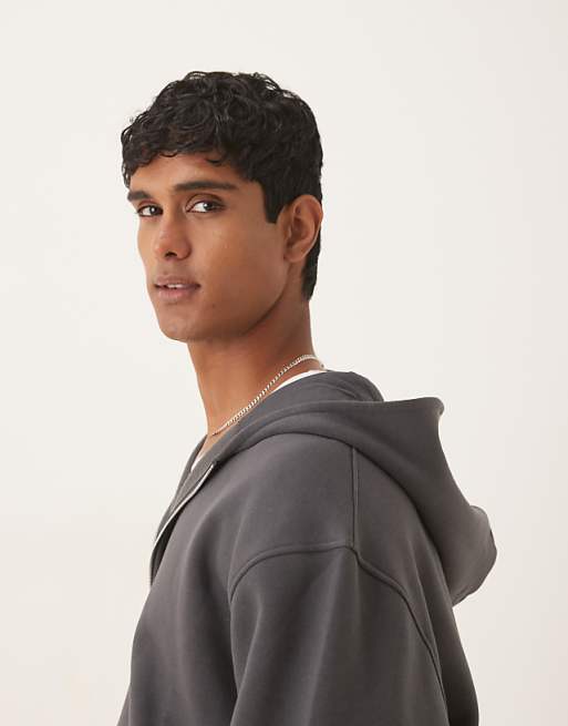 ASOS DESIGN Essentials Relaxed Fit Zip Through Hoodie In Grey