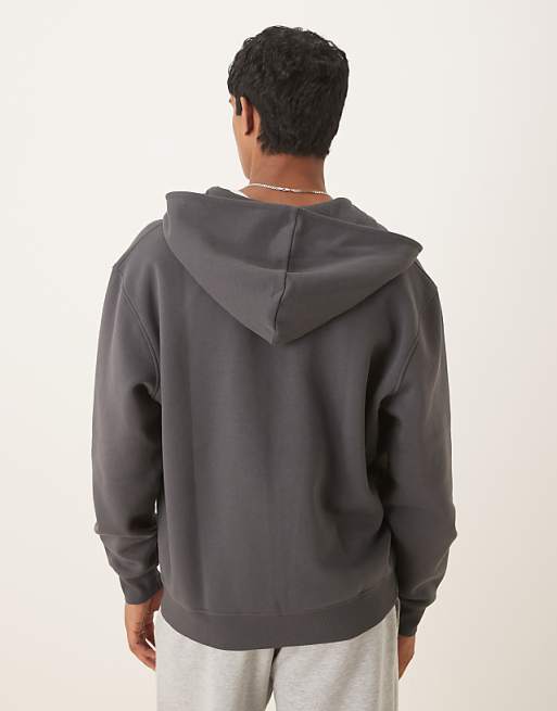 ASOS DESIGN Essentials Relaxed Fit Zip Through Hoodie In Grey