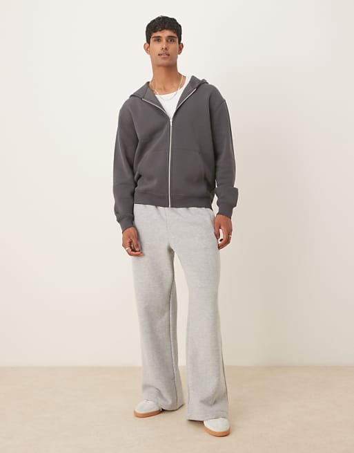 ASOS DESIGN Essentials Relaxed Fit Zip Through Hoodie In Grey