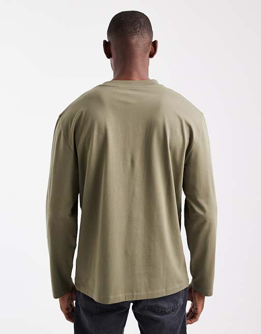 ASOS DESIGN Essentials Relaxed Long Sleeve T-shirt In Khaki