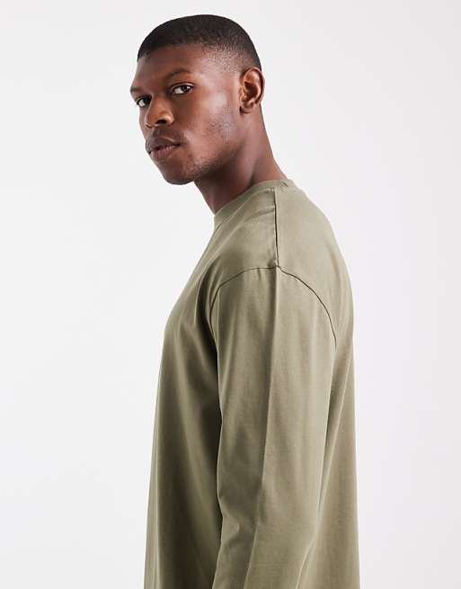 ASOS DESIGN Essentials Relaxed Long Sleeve T-shirt In Khaki