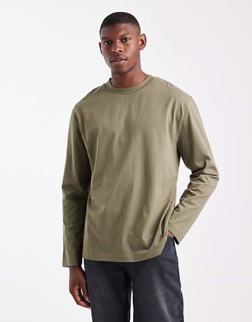 ASOS DESIGN Essentials relaxed long sleeve t-shirt in khaki