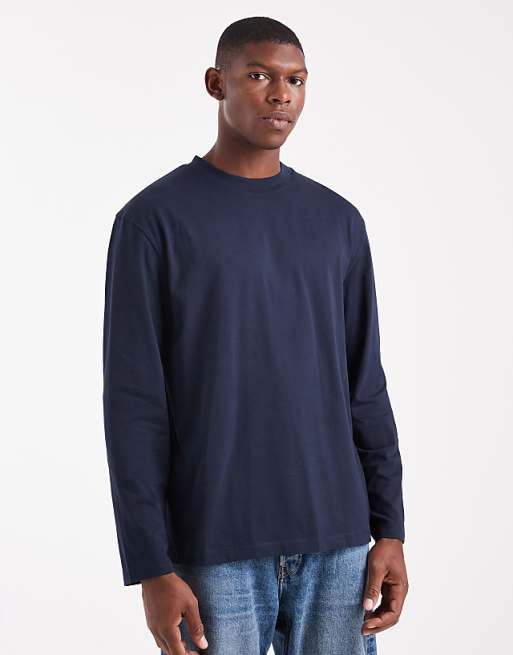 ASOS DESIGN Essentials relaxed long sleeve t-shirt in navy