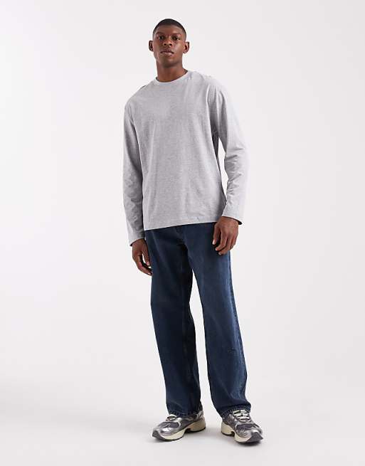 ASOS DESIGN Essentials Relaxed Long Sleeve T-shirt In Grey Marl