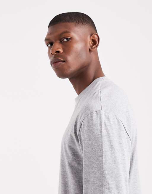 ASOS DESIGN Essentials Relaxed Long Sleeve T-shirt In Grey Marl
