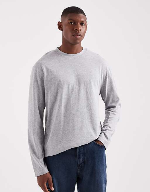 ASOS DESIGN Essentials relaxed long sleeve t-shirt in grey marl