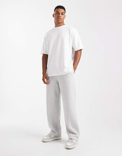 ASOS DESIGN Essentials Wide Leg Jogger In White Marl