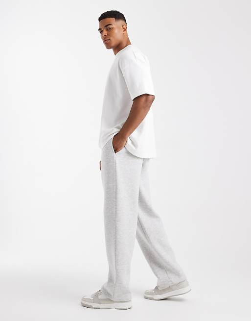 ASOS DESIGN Essentials Wide Leg Jogger In White Marl