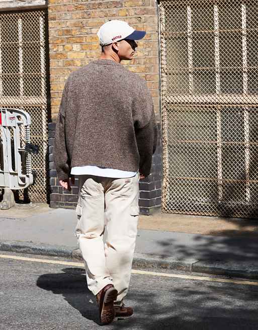 ASOS DESIGN Extreme Oversized Boxy Fit Knitted Jumper In Brown Marl