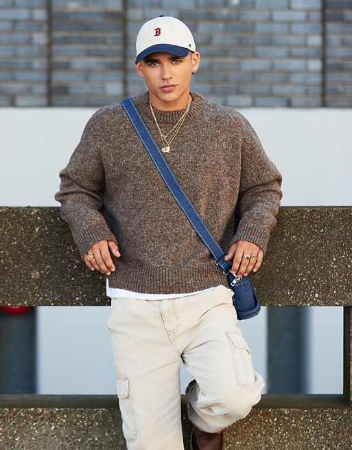 ASOS DESIGN Extreme Oversized Boxy Fit Knitted Jumper In Brown Marl