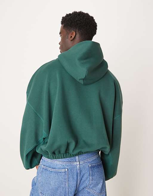 ASOS DESIGN Extreme Oversized Boxy Hoodie With Underarm Panels In Dark Green