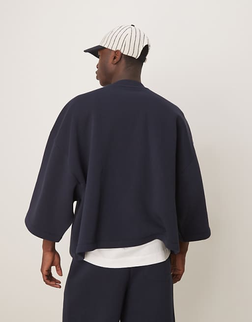ASOS DESIGN Extreme Oversized Co-ord Short Sleeve Sweatshirt In Navy