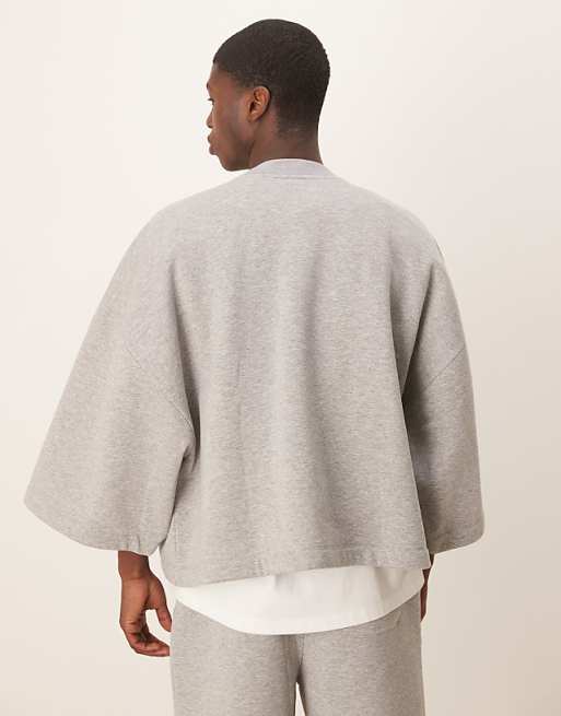 ASOS DESIGN Extreme Oversized Co-ord Short Sleeve Sweatshirt In Grey Marl