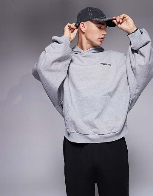 ASOS DESIGN Extreme Oversized Sweatshirt With Souvenir Prints In Grey Marl