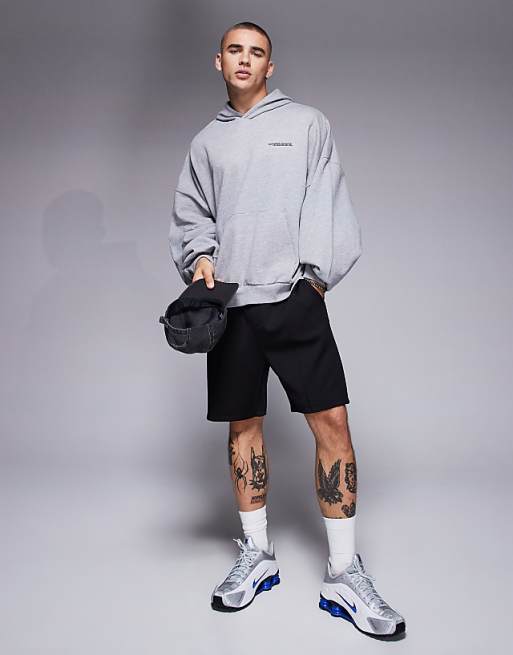 ASOS DESIGN Extreme Oversized Sweatshirt With Souvenir Prints In Grey Marl