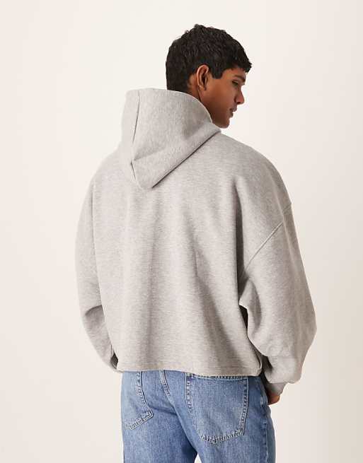 ASOS DESIGN Extreme Oversized Zip Through Hoodie In Grey Marl