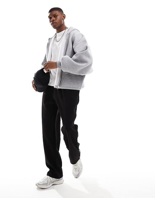 ASOS DESIGN Extreme Oversized Zip Through Hoodie In Grey Marl