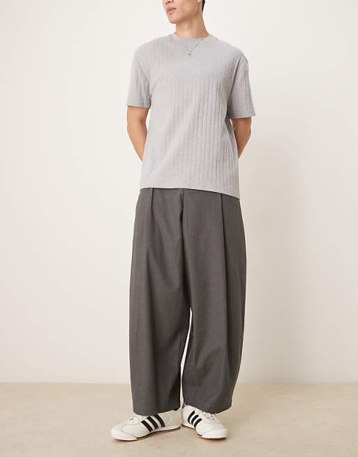 ASOS DESIGN extreme tapered trouser with darts in charcoal
