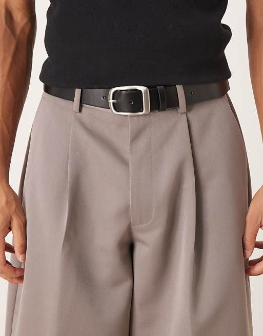 ASOS DESIGN faux leather smart belt in black