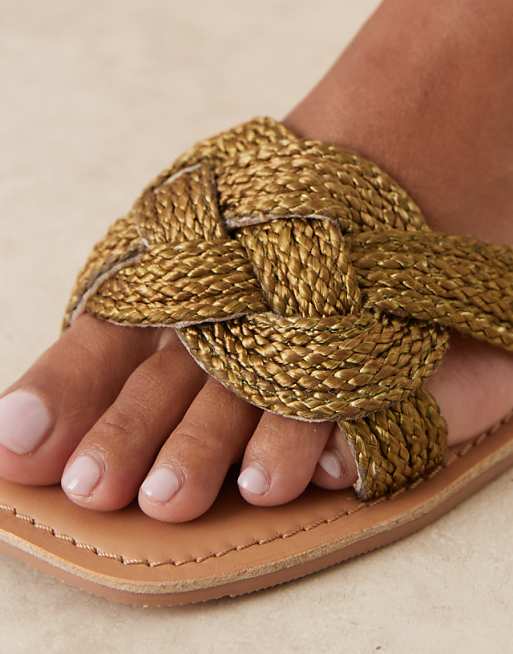 ASOS DESIGN Flora Woven Sandal In Khaki