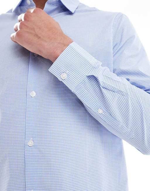 ASOS DESIGN Formal Check Regular Shirt In Blue