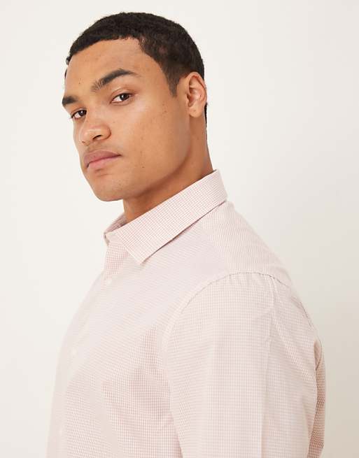 ASOS DESIGN Formal Check Regular Shirt In Pink