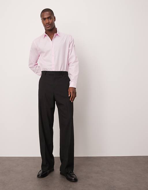 ASOS DESIGN Formal Easy Iron Poplin Regular Shirt In Light Pink