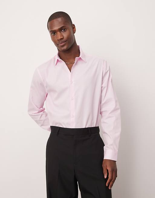 ASOS DESIGN formal easy iron poplin regular shirt in light pink