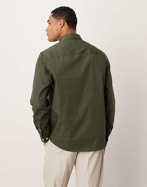 ASOS DESIGN Formal Easy Iron Poplin Regular Shirt In Dark Green