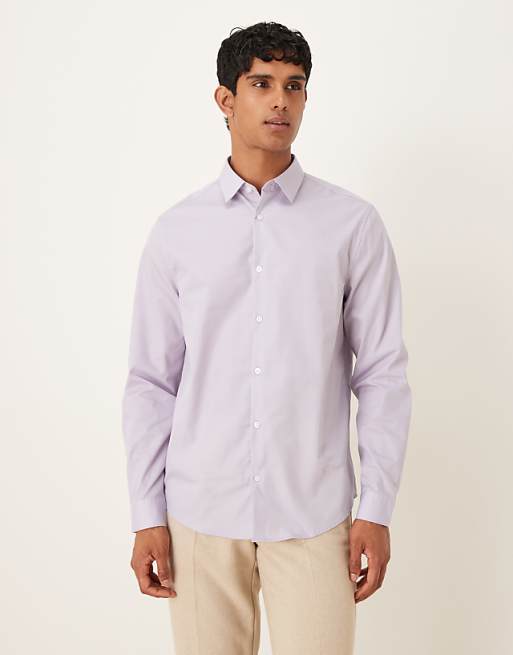 ASOS DESIGN Formal Easy Iron Poplin Regular Shirt In Lilac