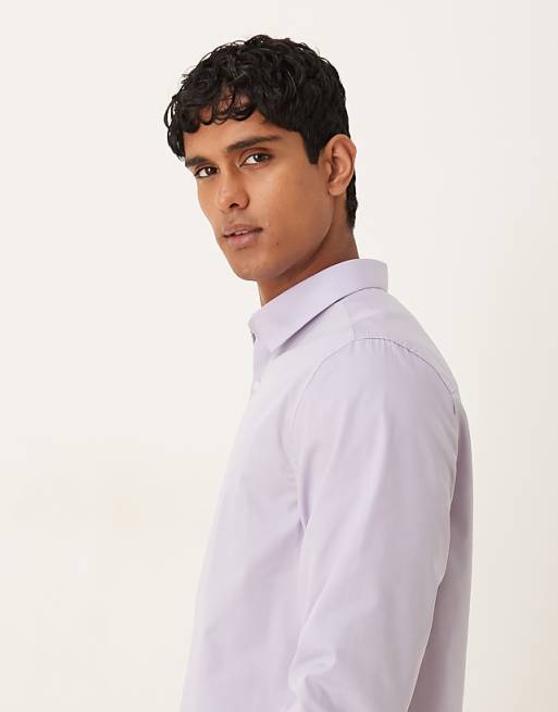 ASOS DESIGN Formal Easy Iron Poplin Regular Shirt In Lilac