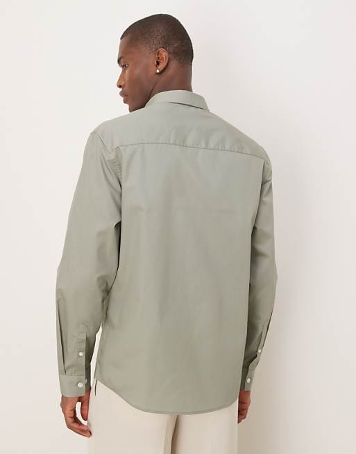 ASOS DESIGN Formal Easy Iron Poplin Regular Shirt In Dark Sage