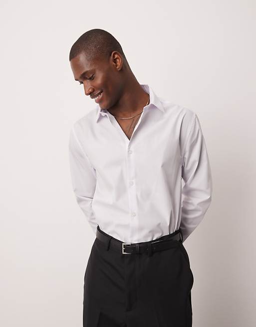 ASOS DESIGN formal easy iron poplin regular shirt in white