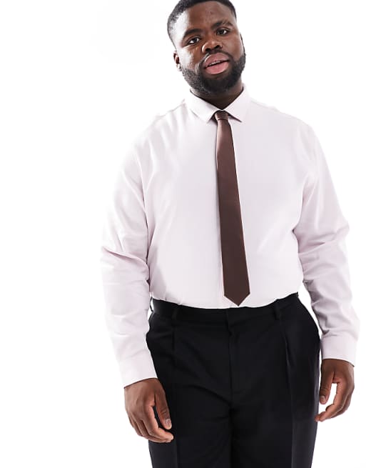 ASOS DESIGN Formal Easy Iron Regular Textured Shirt With Concealed Buttons In Pink