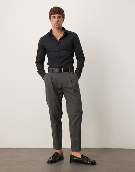 ASOS DESIGN Formal Easy Iron Skinny Poplin Regular Shirt In Black