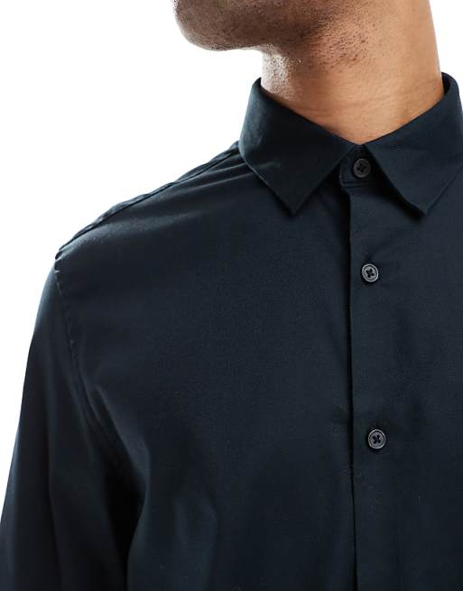 ASOS DESIGN Formal Easy Iron Twill Regular Shirt In Black