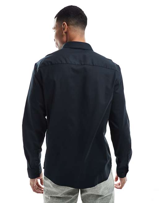 ASOS DESIGN Formal Easy Iron Twill Regular Shirt In Black